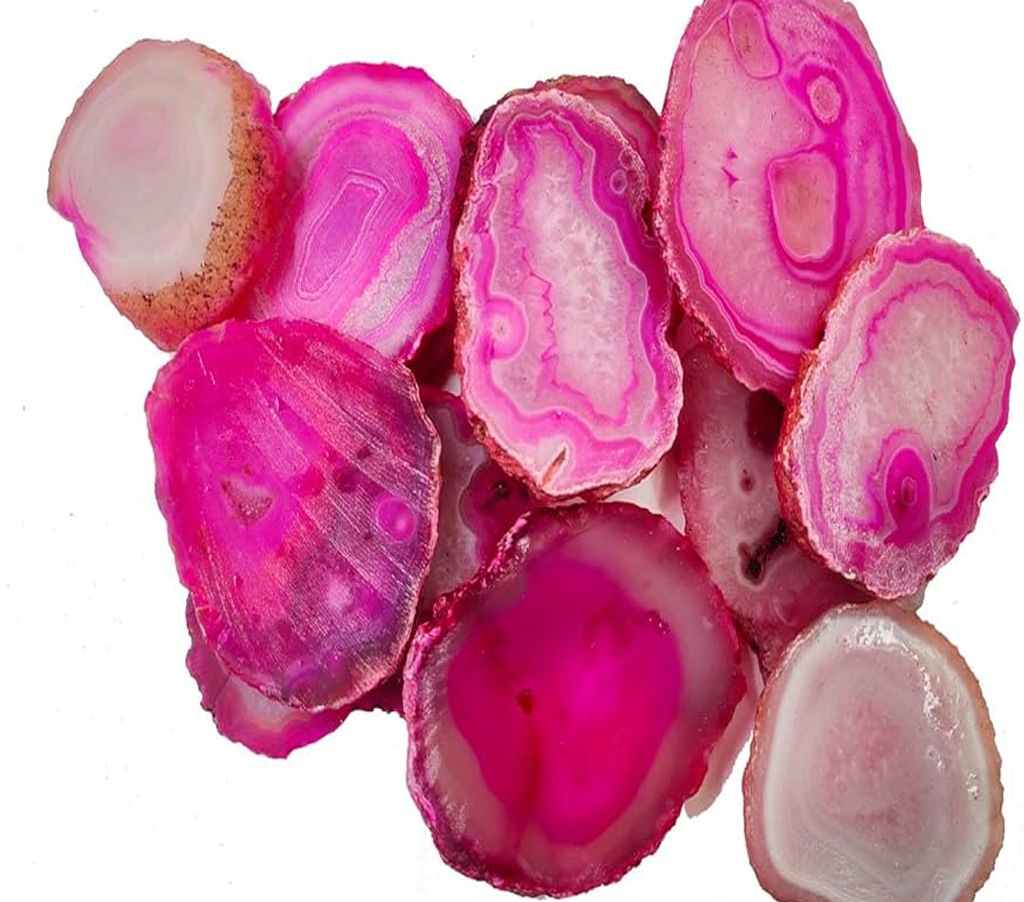 Pink agate slices