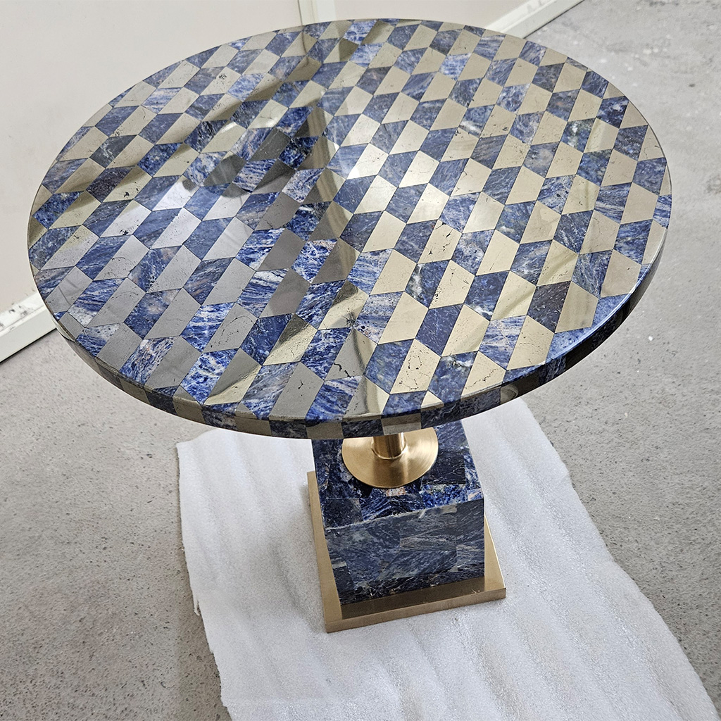 Silver pyrite side table